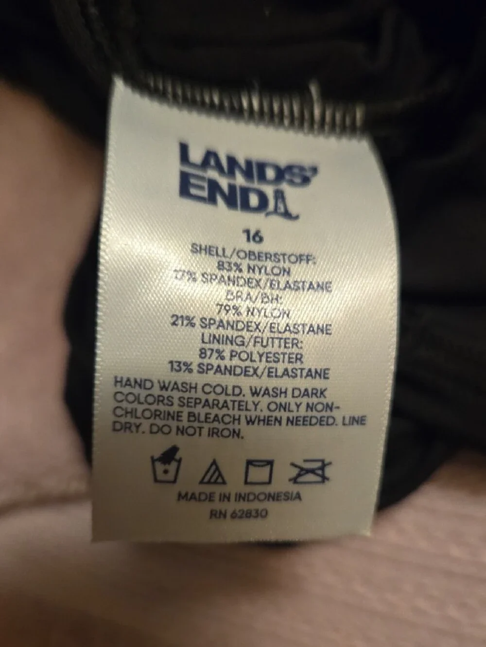Lands' End Black Women’s Halter Swim Tank - Picture 5 of 5